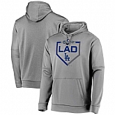 Men's Los Angeles Dodgers Majestic 2019 Postseason Dugout Authentic Pullover Hoodie Gray,baseball caps,new era cap wholesale,wholesale hats